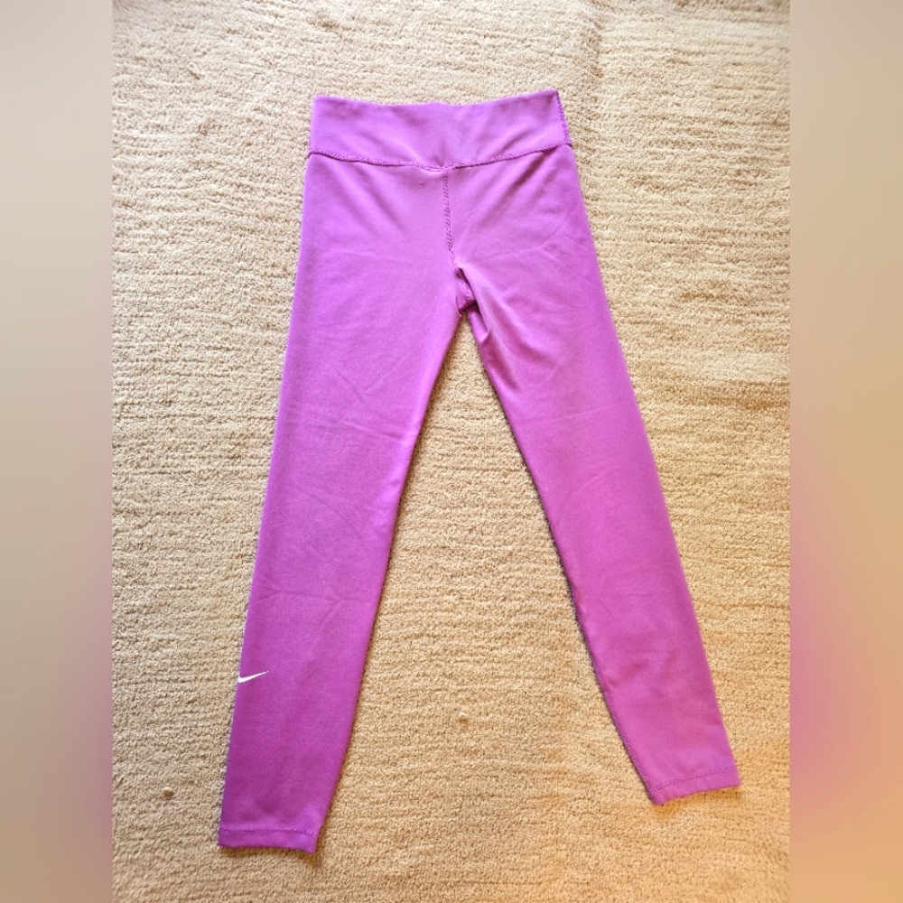 Nike Pink Girls Dri Fit High Waisted Leggings - Size Large